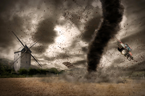 tornado in a field